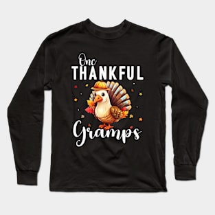 Watercolor Thanksgiving Turkey Grandpa One Thankful Gramps Long Sleeve T-Shirt